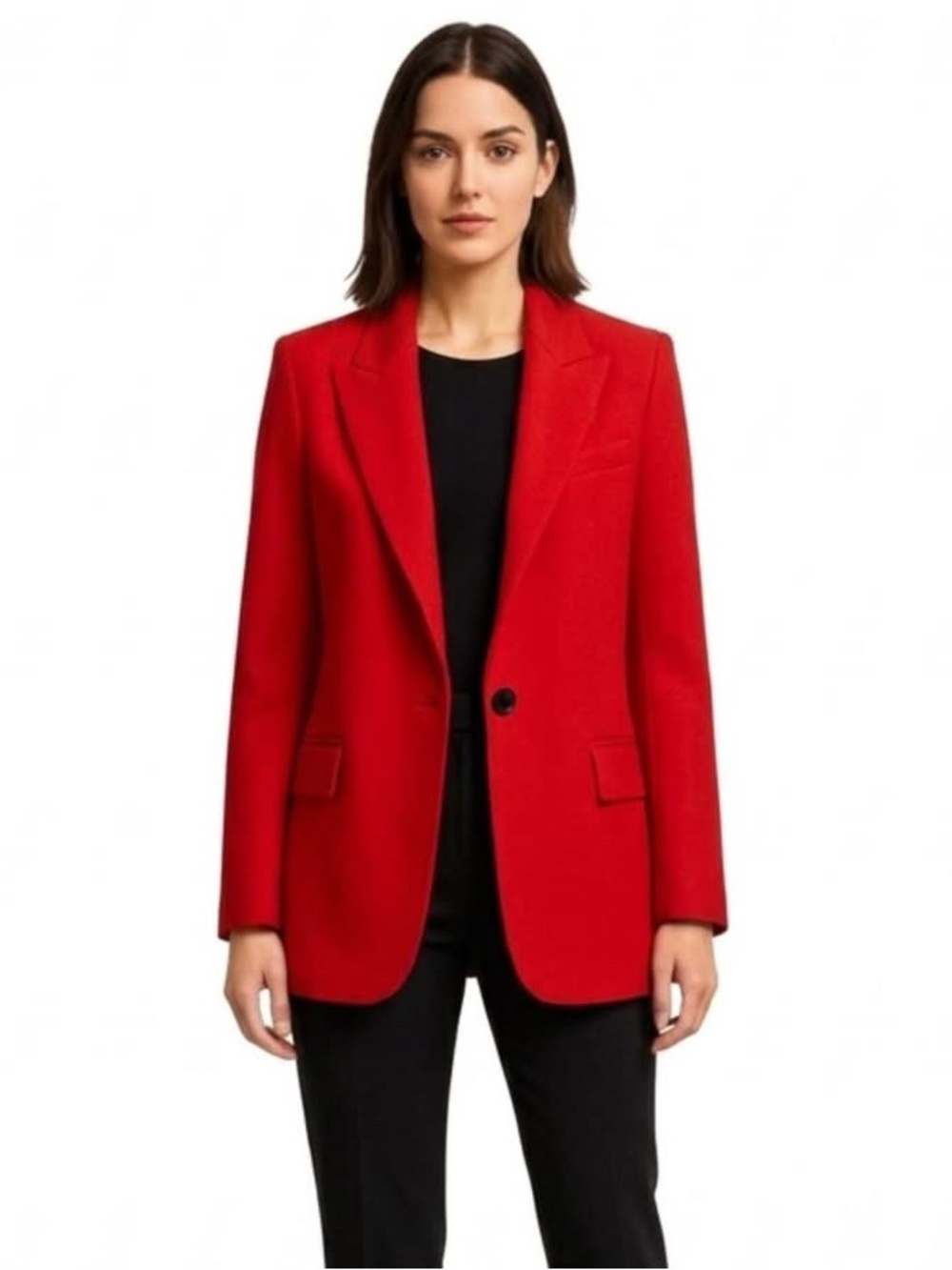 Zara Dark Red Single Breasted Blazer